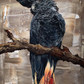 SOLD Female Red-Tailed Black Cockatoo, acrylic on canvas.