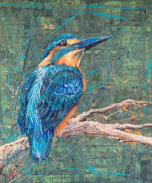 *SOLD* Little Azure Kingfisher, acrylic on canvas. Size 77cm x 61cm