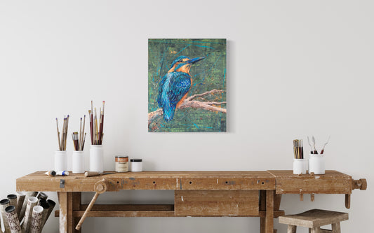 *SOLD* Little Azure Kingfisher, acrylic on canvas. Size 77cm x 61cm