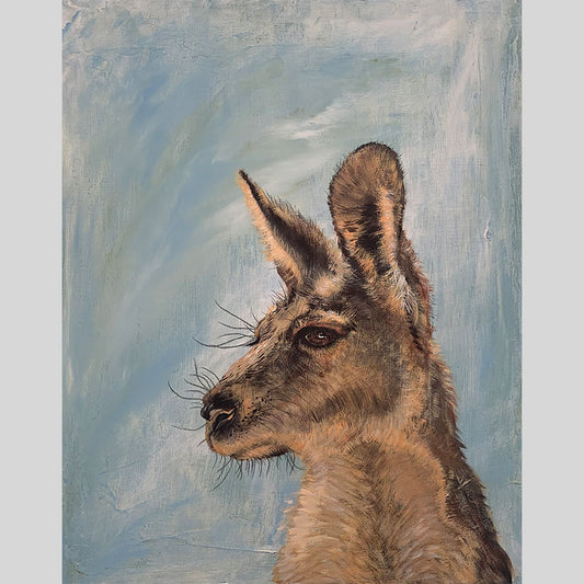 SOLD Kangaroo Pose - acrylic on canvas. Size: L 50.8cm x W 40.6cm