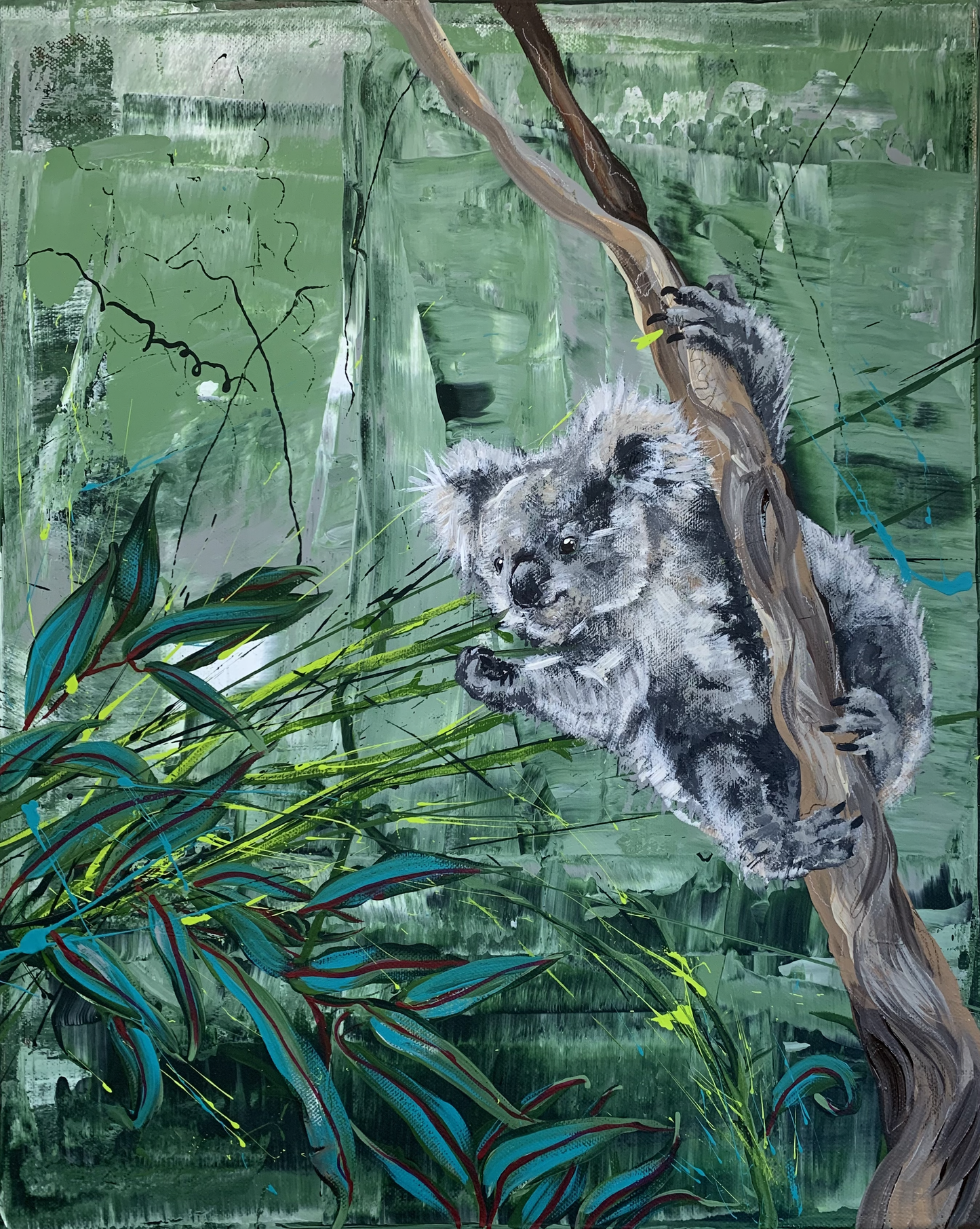 *SOLD* Koala Capers, acrylic on canvas.