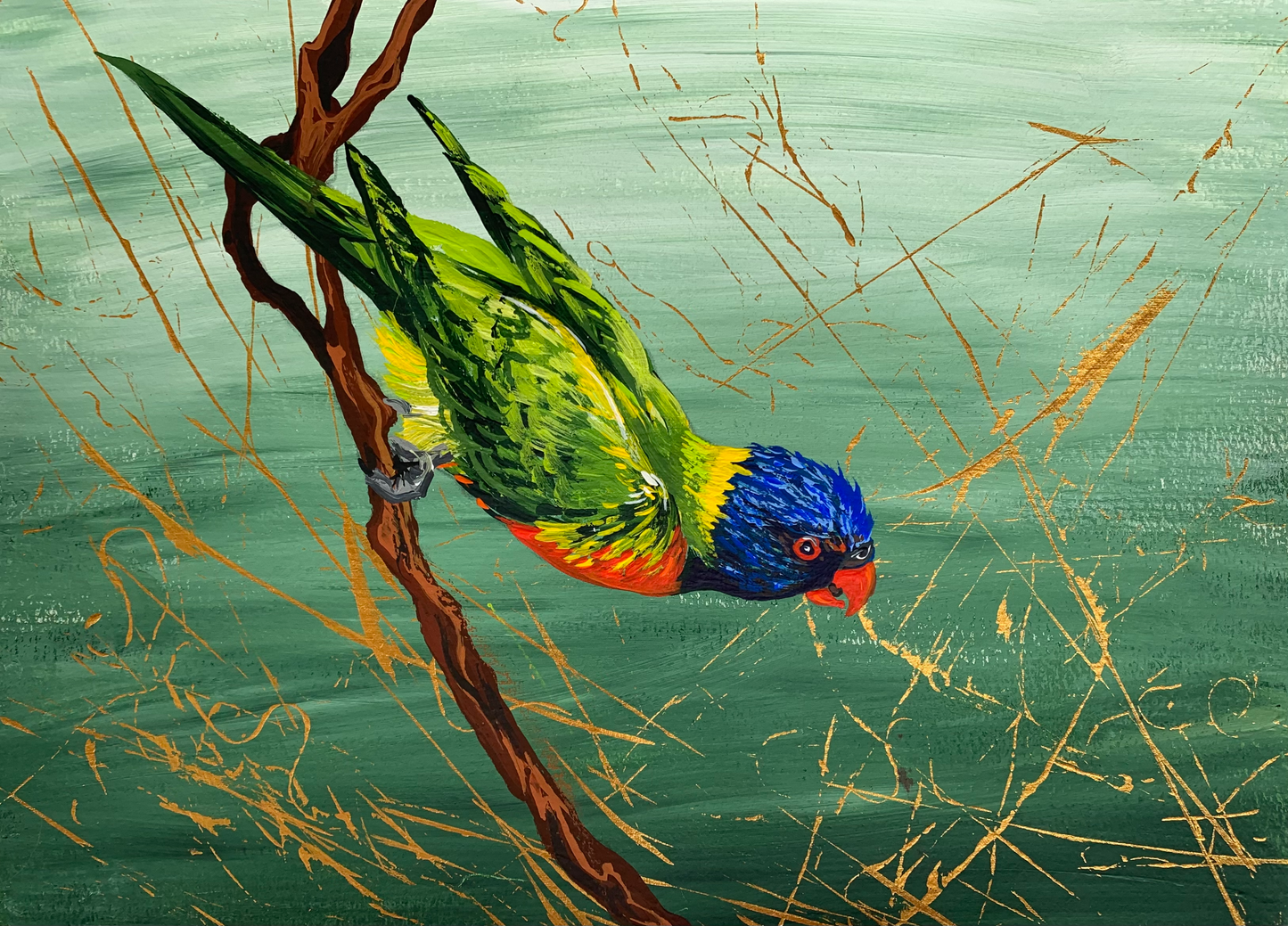 *SOLD* Australian native Lorikeet - acrylic on art paper. Size: 21.5cm x 30cm