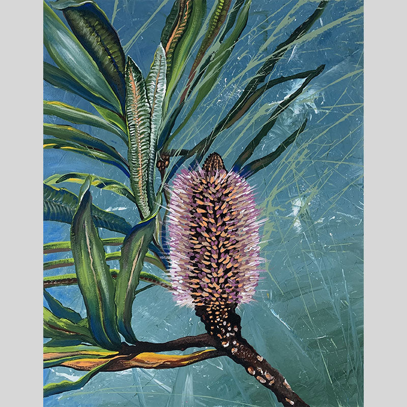 *SOLD - Mauve Banksia, acrylic on canvas. Size: L 50.8cm x W 40.6cm