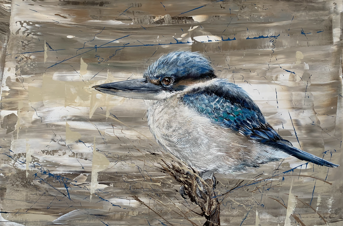 SOLD "The Sacred Kingfisher", acrylic on canvas