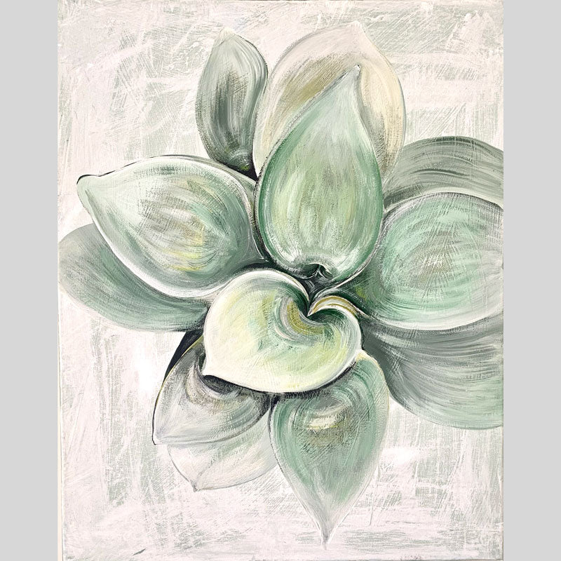 Sage Green Succulent - acrylic on canvas. Size: L 50.8cm x W 40.6cm