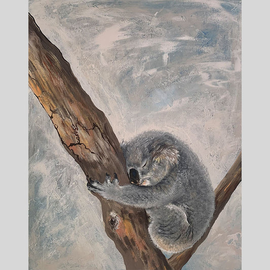 SOLD Sleepy Koala - acrylic on canvas. Size: L 50.8cm x W 40.9cm