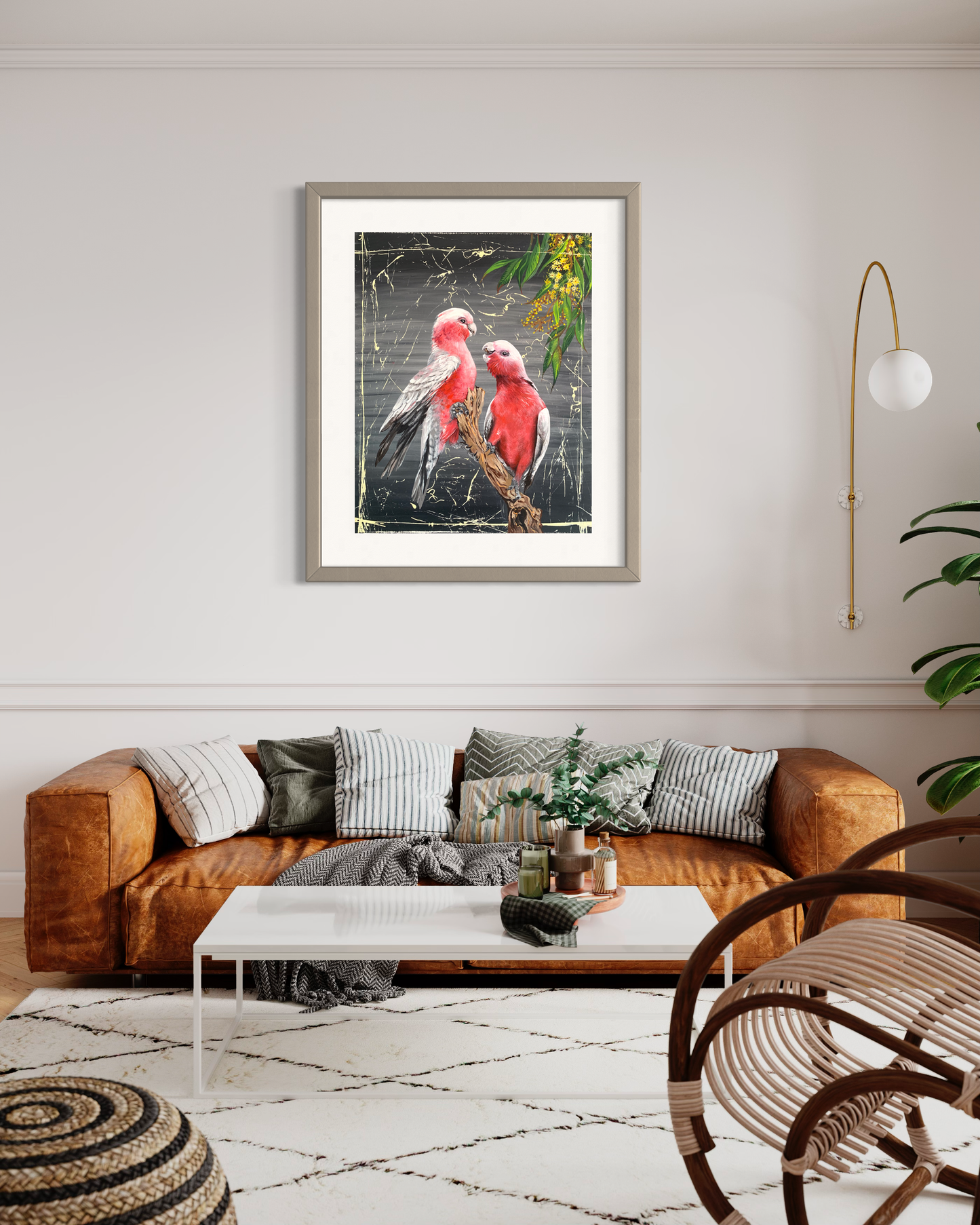 *SOLD* Available in any size Print: Chatty Galahs, acrylic on canvas. Size 51cm x 41 cm