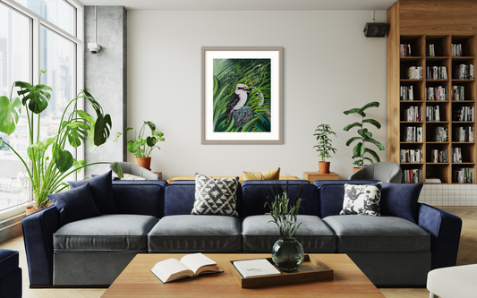 *SOLD - AVAILABLE IN PRINT* Kookaburra At Patonga Beach - acrylic on canvas.Size: L 50.8cm x W 40.6cm x H 1.5cm