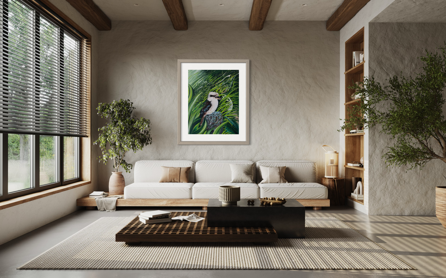 *SOLD - AVAILABLE IN PRINT* Kookaburra At Patonga Beach - acrylic on canvas.Size: L 50.8cm x W 40.6cm x H 1.5cm