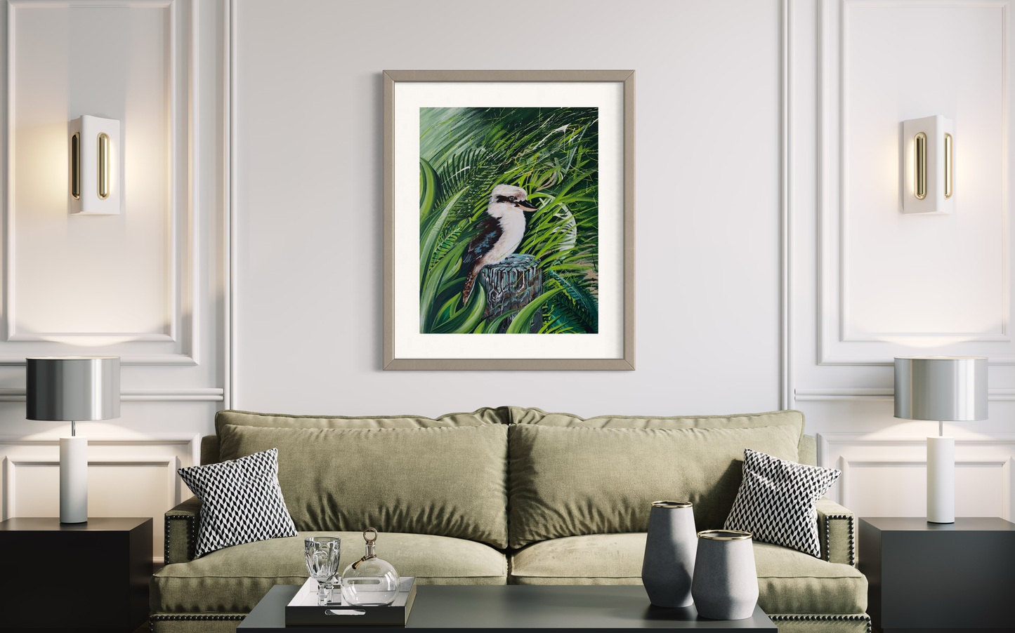 *SOLD - AVAILABLE IN PRINT* Kookaburra At Patonga Beach - acrylic on canvas.Size: L 50.8cm x W 40.6cm x H 1.5cm