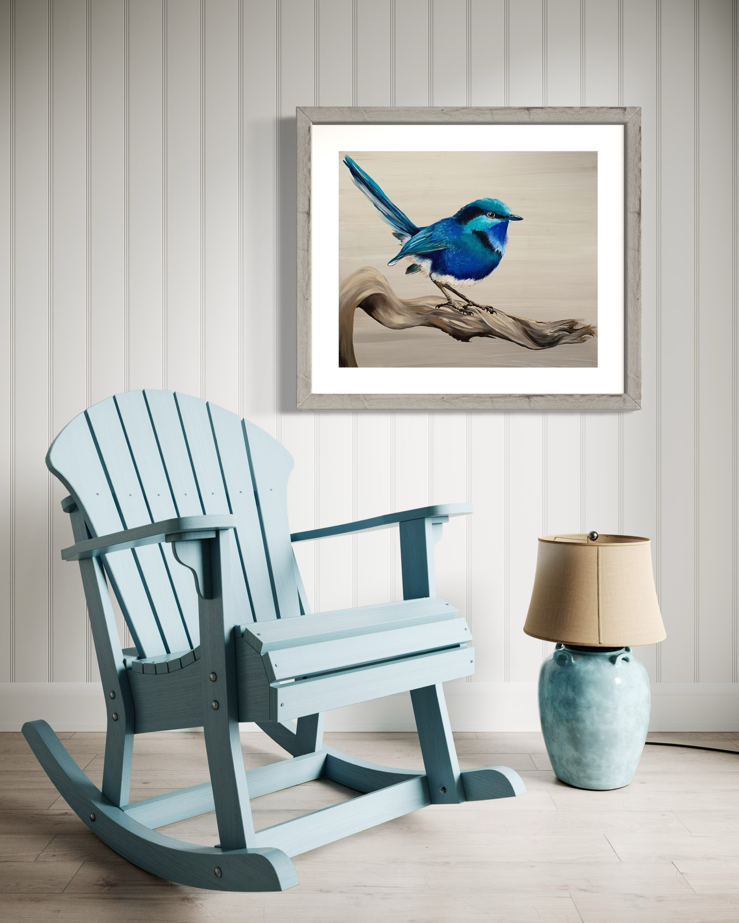 SOLD "The Male Splendid Fairy Wren" acrylic on canvas