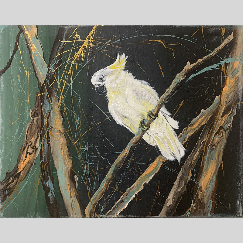 *SOLD - AVAILABLE IN PRINT* Sulphur-Crested Cockatoo - acrylic on canvas.