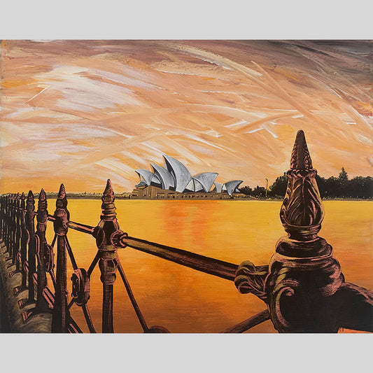 SOLD Sydney at Sunset (*Sample only) - acrylic on canvas. Size: L 40.6cm x W 50.8cm x H 1.5cm