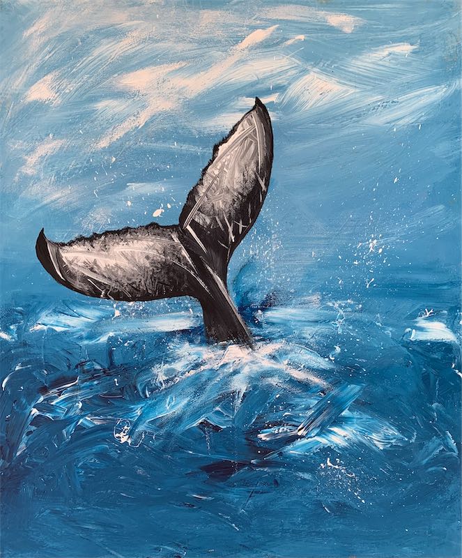 SOLD Whale Tail, acrylic on canvas. Size: L61cm x W51cm.